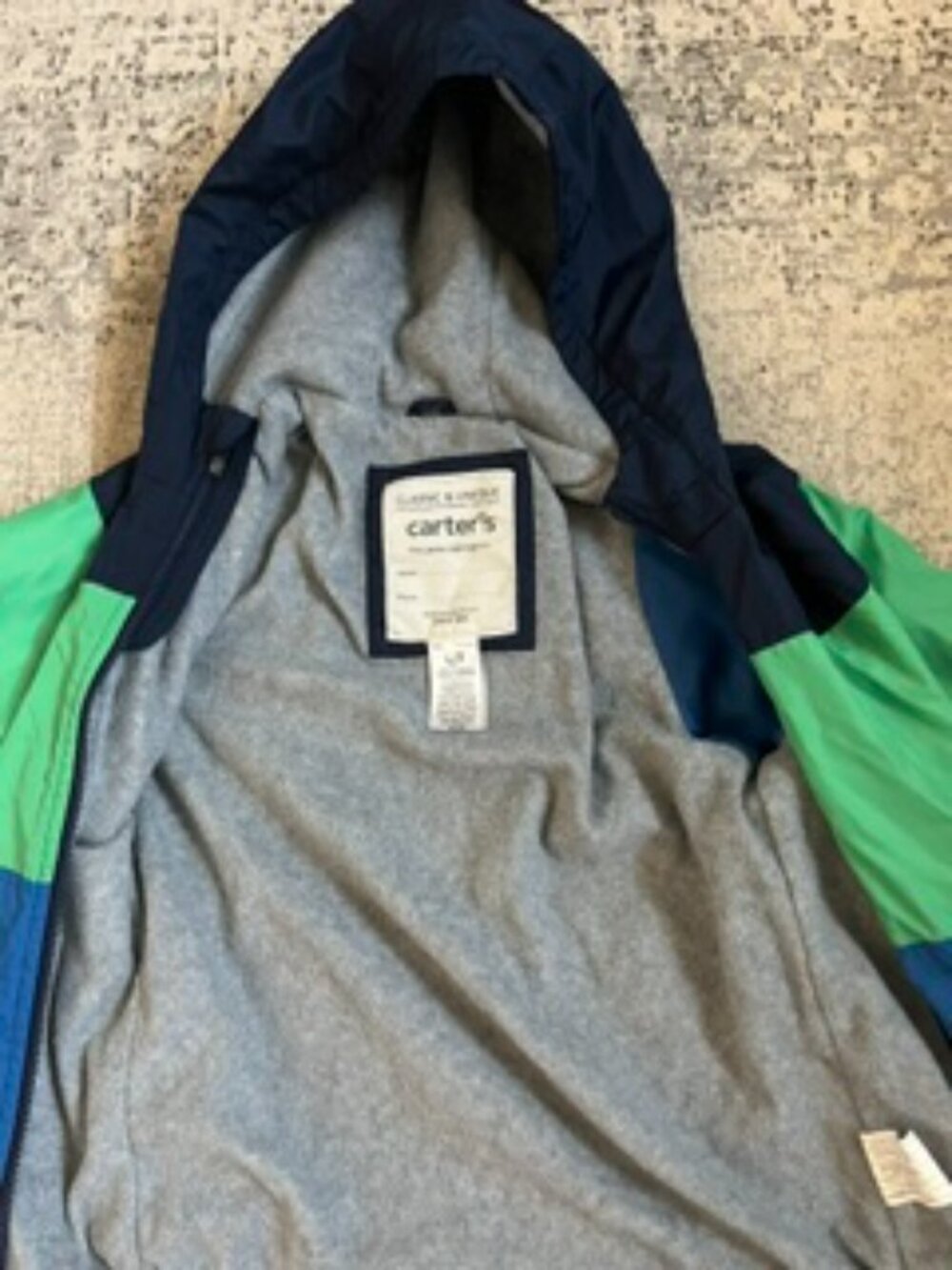 🧡3/15 Carter's Jacket Colorblock Navy Green Blue Boys L/7 - Picture 5 of 7